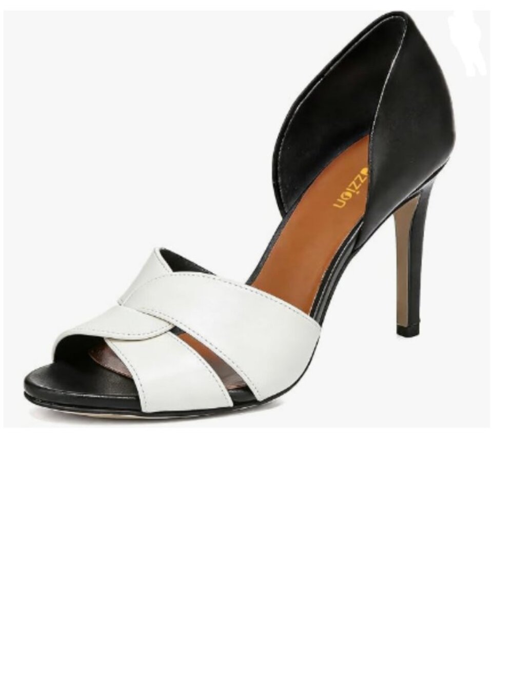 Pazzion Black White Open Toe High Heel D'Orsay Pump Slip On Two Piece Sandal